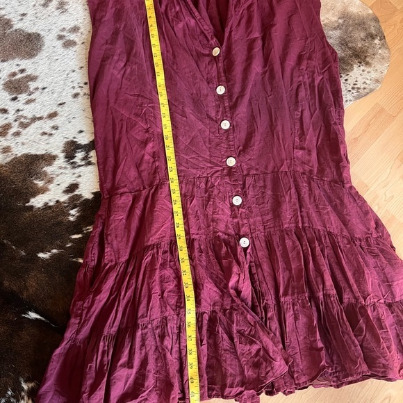 ERIKA‎ PENA Tiered Button Down Midi Dress Burgundy OS Bohemian - Picture 7 of 10